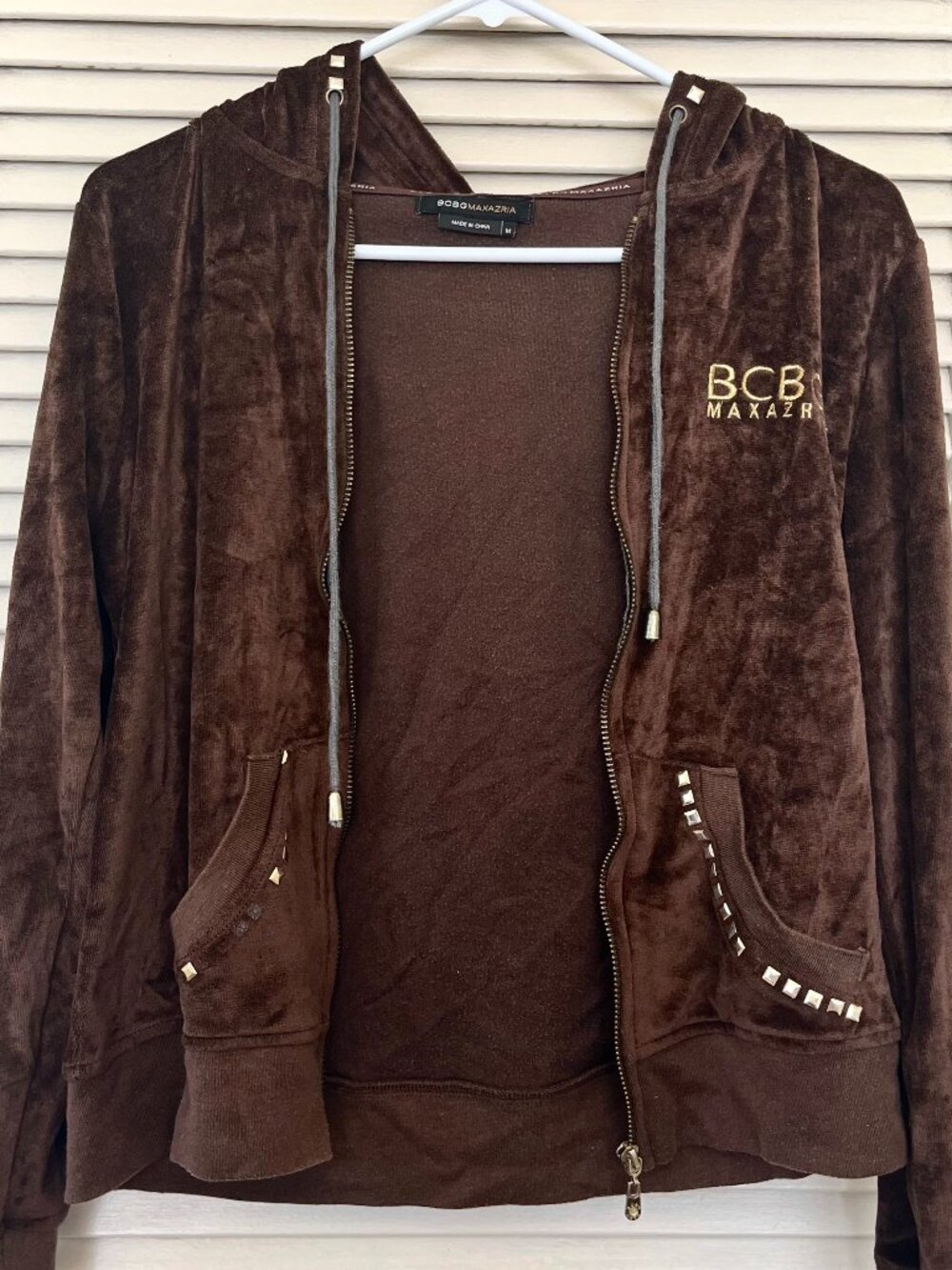 BCBGMAXAZRIA Women's Brown Velour Sweater